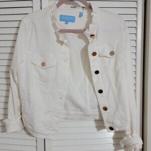 Draper James Ivory Denim Ruffle Jacket